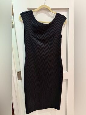 Better Be Black Chevron Midi Sheath Dress